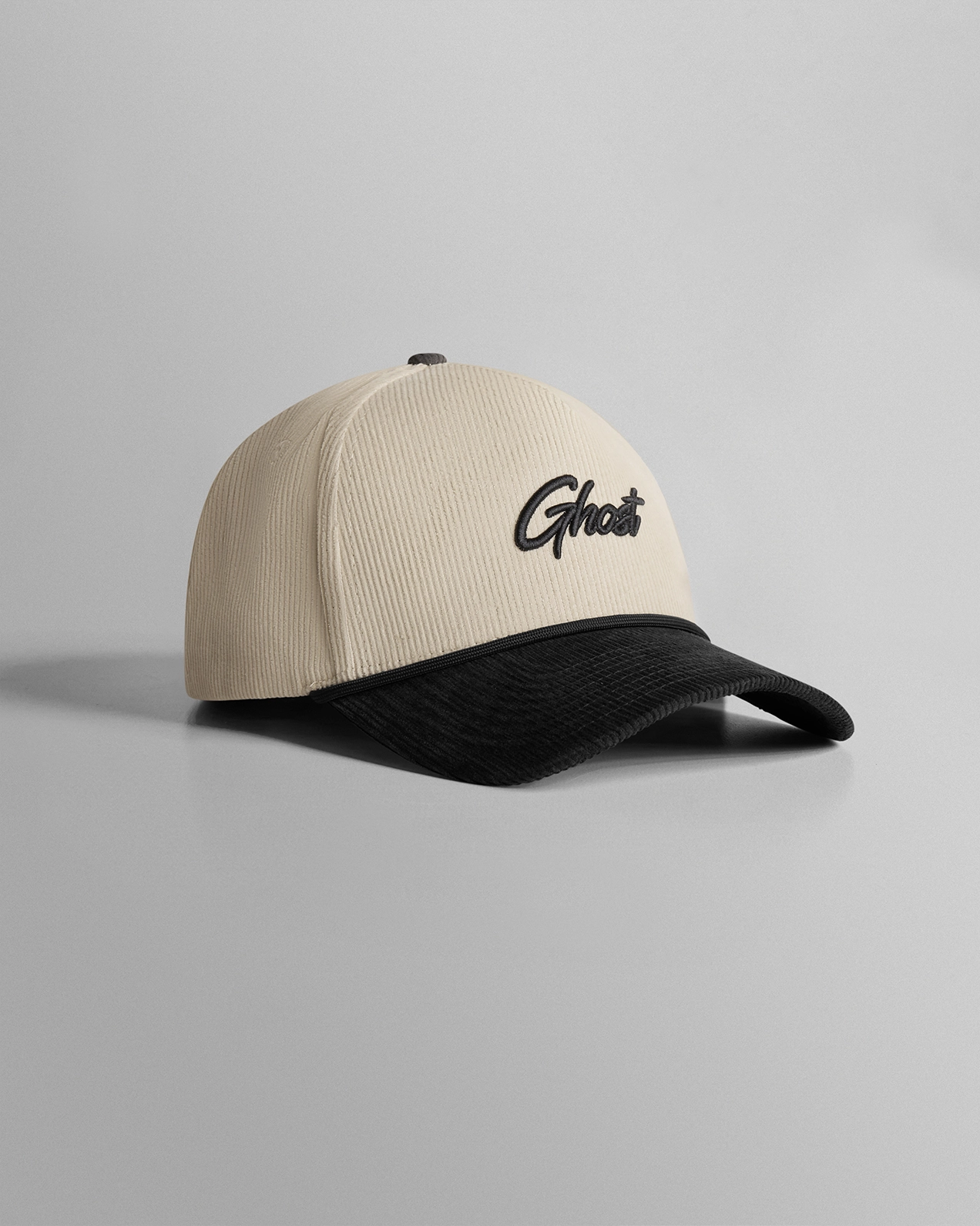 CorduroyHatCharcoalNatural.png GHOST® CORDUROY BASEBALL HAT | CHARCOAL/NATURAL - Image 1