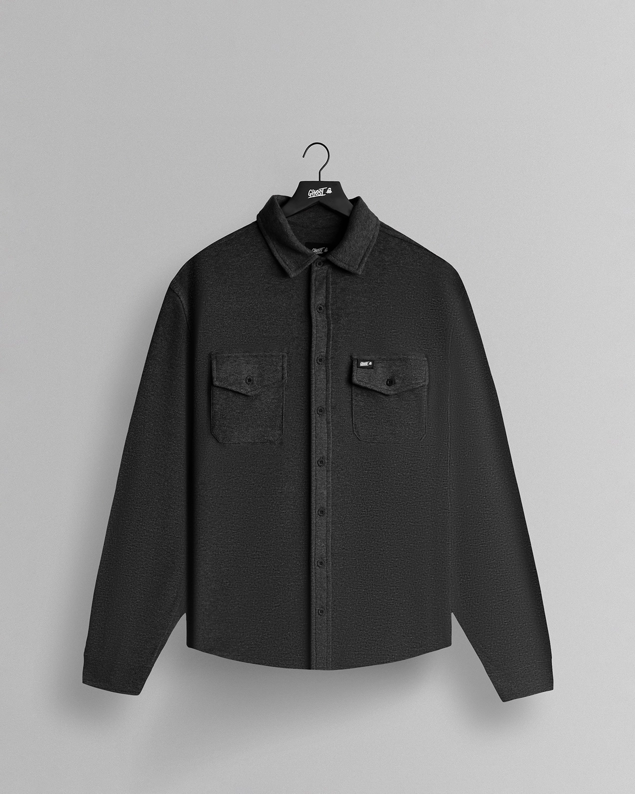 CoreLongSleeveButtonDownHeatherBlackFront-2.png GHOST® CORE LONG SLEEVE BUTTON DOWN | HEATHER BLACK - Image 1