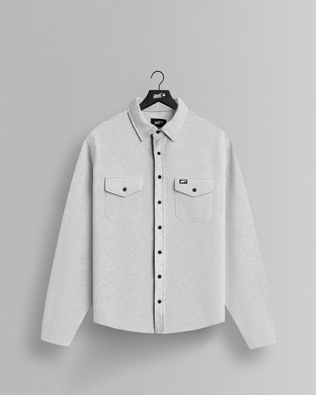 CoreLongSleeveButtonDownHeatherGreyFront-2.jpg GHOST® CORE LONG SLEEVE BUTTON DOWN | HEATHER GREY - Image 1