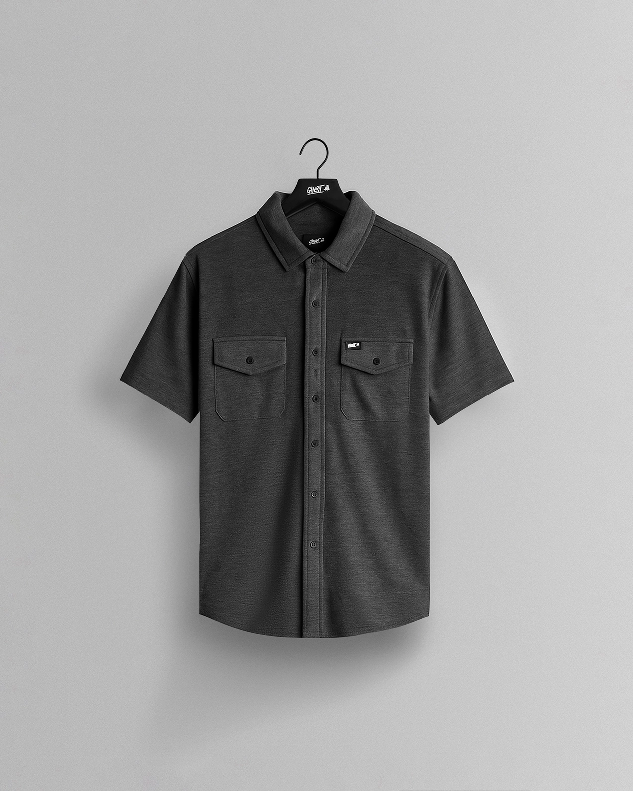 CoreShortSleeveButtonDownHeatherBlackFront-2.png GHOST® CORE SHORT SLEEVE BUTTON DOWN | HEATHER BLACK - Image 1