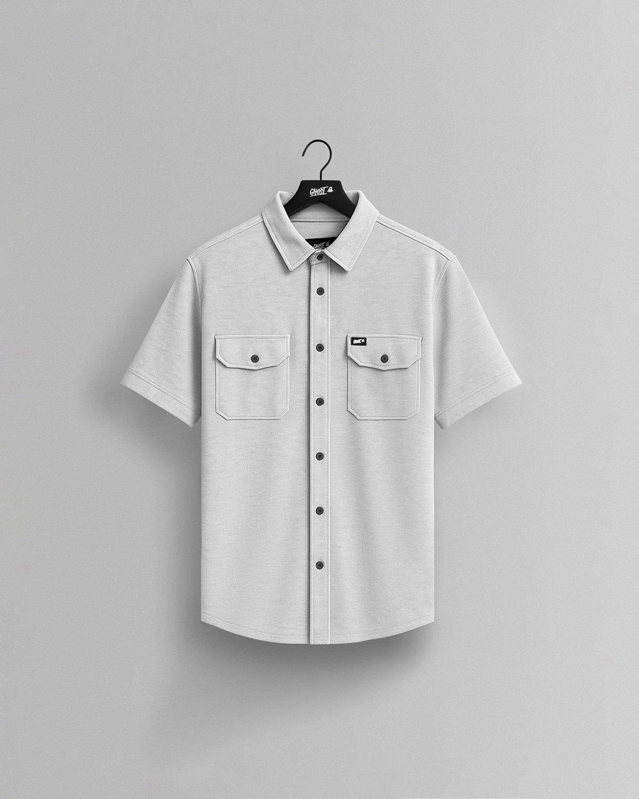 CoreShortSleeveButtonDownHeatherGreyFront-2.jpg GHOST® CORE SHORT SLEEVE BUTTON DOWN | HEATHER GREY - Image 1