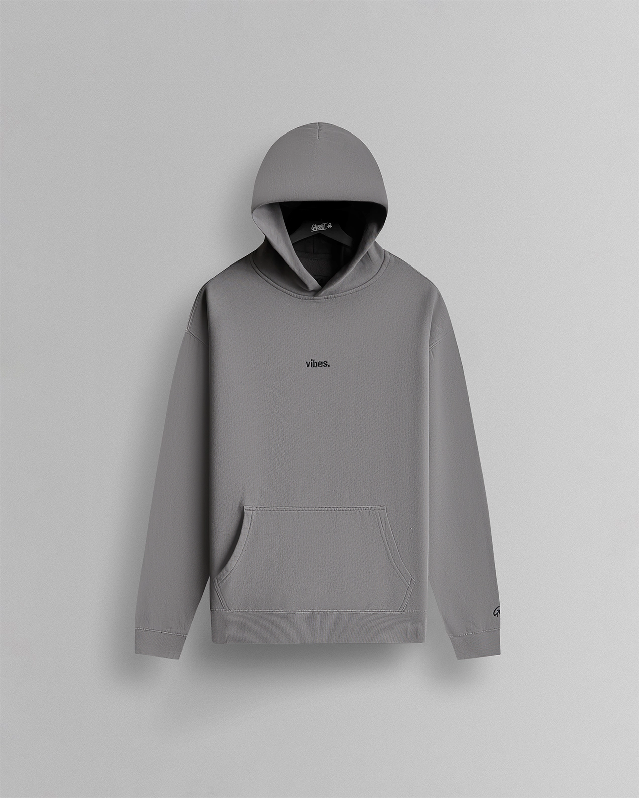 GrayVibesHoodieFront-2.png GHOST® ICON HOODIE | FADED GREY - Image 1
