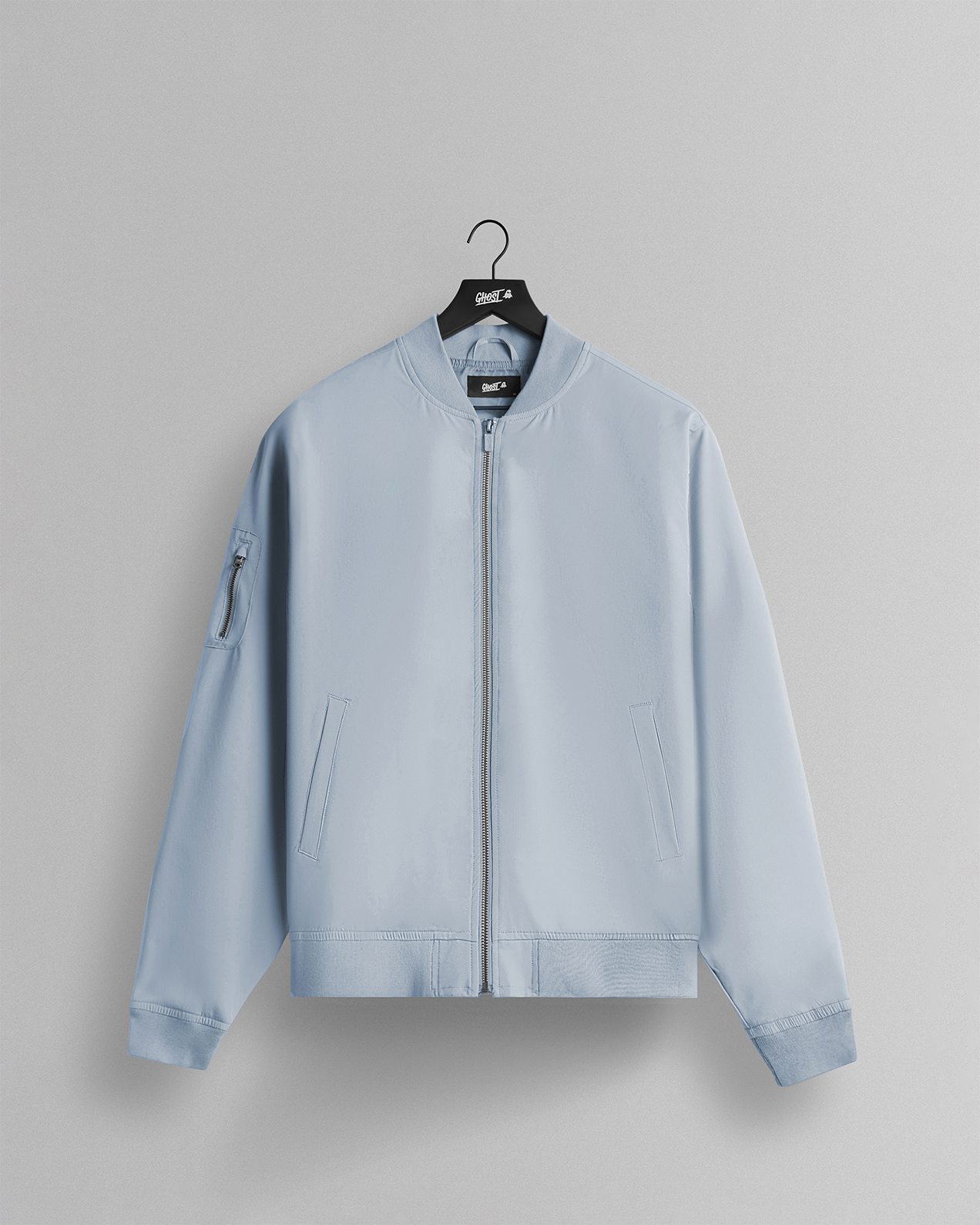 HeritageBomberIceFront-2.png GHOST® HERITAGE BOMBER JACKET | ICE BLUE - Image 1