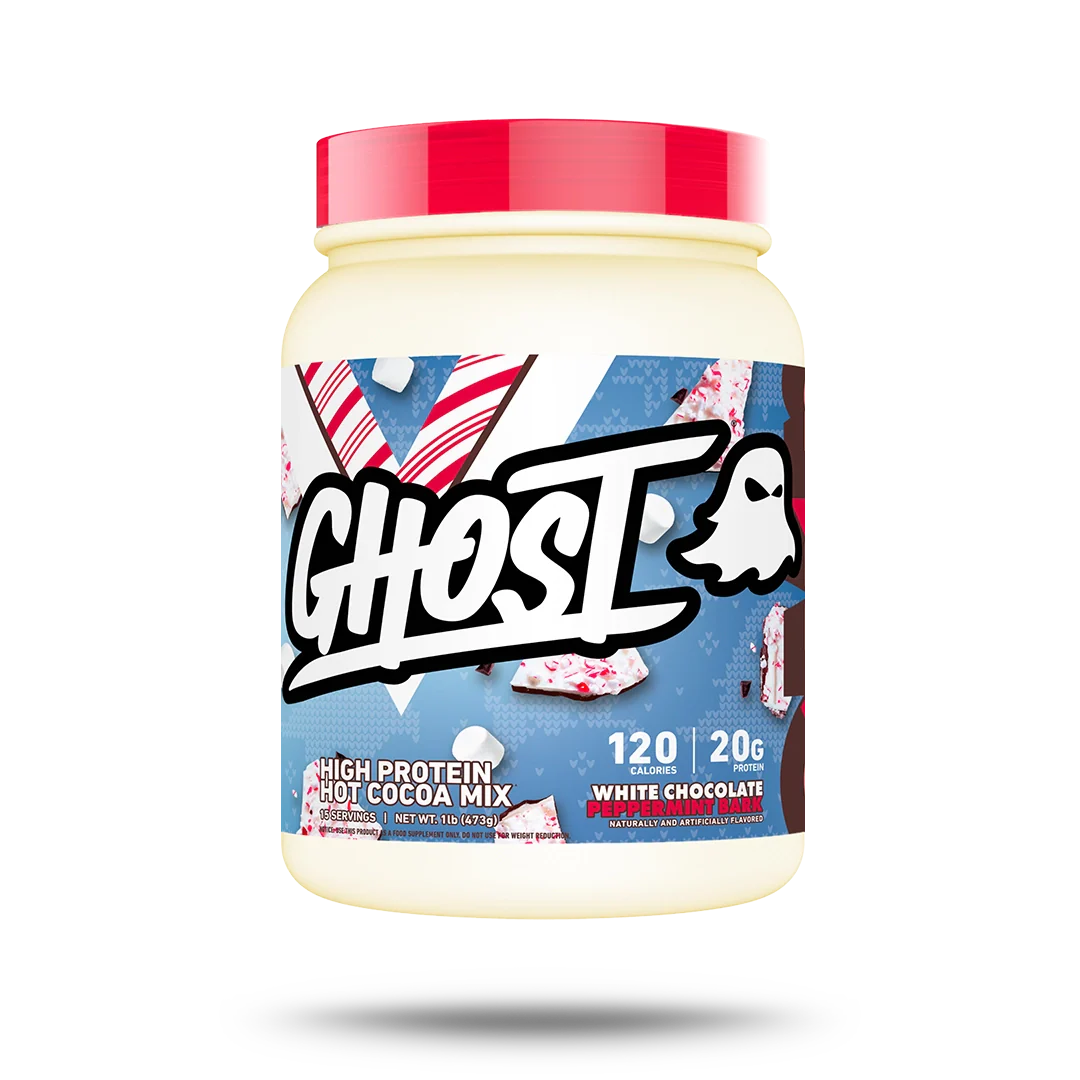 HighProteinHotCocoaWhiteChocolatePeppermintBark_490415b7-af0c-4751-b781-78397ccf0f66.png GHOST® HIGH PROTEIN HOT COCOA | WHITE CHOCOLATE PEPPERMINT BARK - Image 1