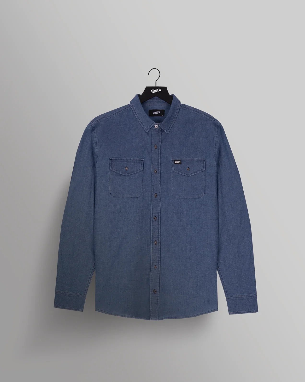 chambrayfront.jpg GHOST® APRÈS CHAMBRAY BUTTON UP | MEDIUM WASH - Image 1